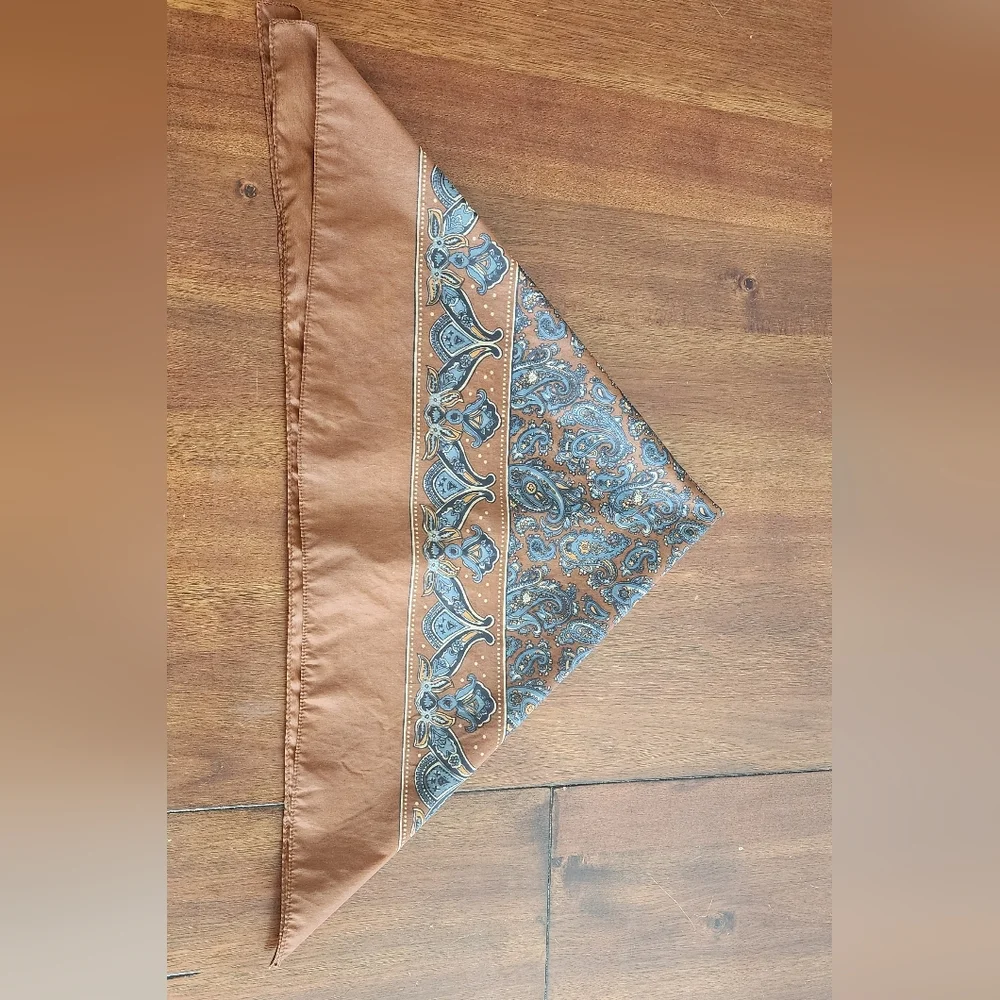 Vintage Retro Carol Wright Water Repellent‎ Nylon Rain Scarf Brown Paisley